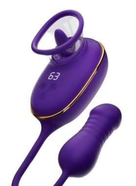 SHE.E.O - CLITORAL SUCTION TOOL WITH LICKING EFFECT AND PURPLE ANAL STIMULATOR