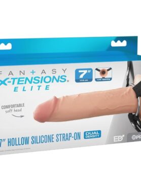 FANTASY X-TENSIONS ELITE - 17.8 CM HOLLOW SILICONE STRAP-ON