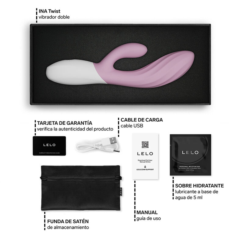 LELO - INA TWIST DOUBLE VIBRATOR RABBIT FOR G-SPOT AND CLITORIS PINK - Image 6