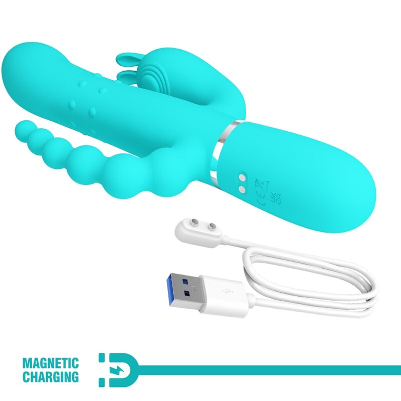 PRETTY LOVE - CAMMY 4 IN 1 MULTIFUNCTION TRIPPLE RABBIT VIBRATOR BLUE - Image 8