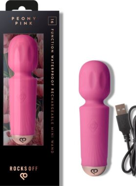 ROCKS-OFF - MINI RECHARGEABLE WAND 16 FUNCTIONS PEONY PINK