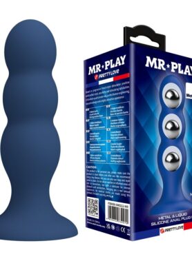 MR PLAY - ANAL PLUG WITH METAL BALLS AND SUCTION CUP BLUE