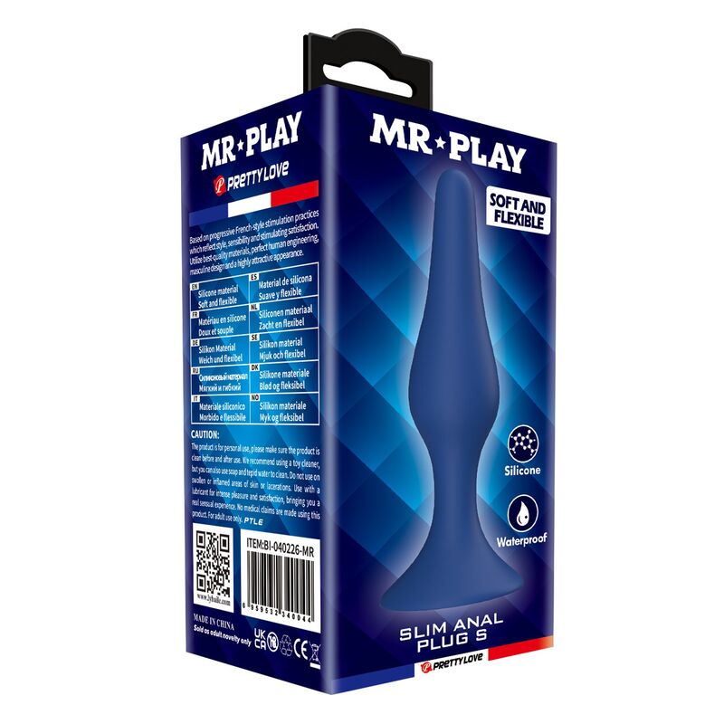 MR PLAY - BLUE SILICONE SLIM ANAL PLUG SIZE S - Image 8