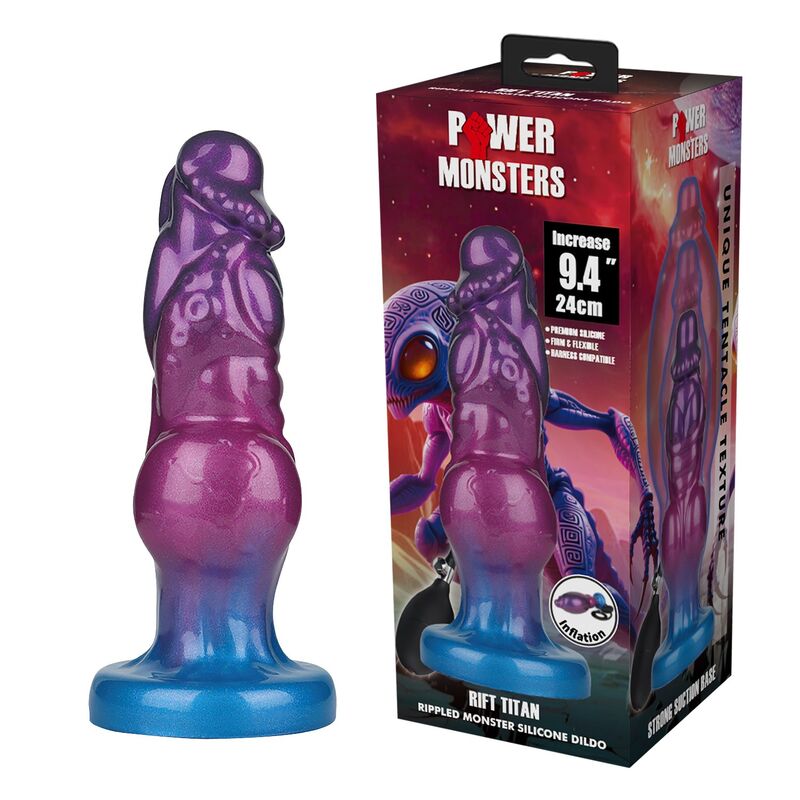 POWER MONSTERS - RIFT TITAN BICOLOR INFLATABLE FANTASY SILICONE DILDO 24 CM Ø 5 CM - Image 6