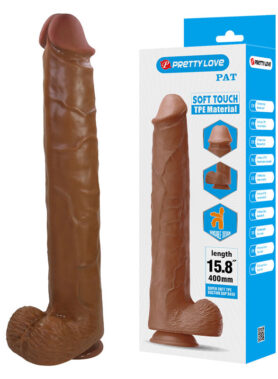 PRETTY LOVE - PAT REALISTIC FLEXIBLE DILDO WITH SUCTION CUP 40 CM -Ø- 6 CM BROWN