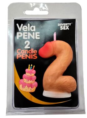 DIABLO PICANTE - PENIS CANDLE IN THE SHAPE OF THE NUMBER 2 FLESH COLOR