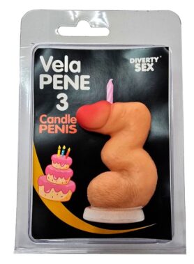 DIABLO PICANTE - PENIS CANDLE IN THE SHAPE OF THE NUMBER 3 FLESH COLOR