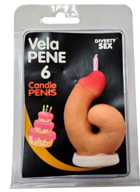 DIABLO PICANTE - PENIS CANDLE IN THE SHAPE OF THE NUMBER 6 FLESH COLOR