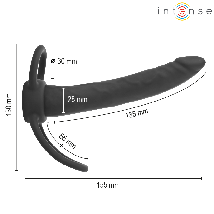 INTENSE- LUCAS ANAL DILDO WITH COCK AND TESTICLE RING SILICONE - Image 3