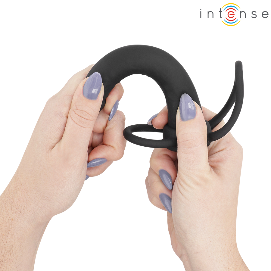 INTENSE- LUCAS ANAL DILDO WITH COCK AND TESTICLE RING SILICONE - Image 5