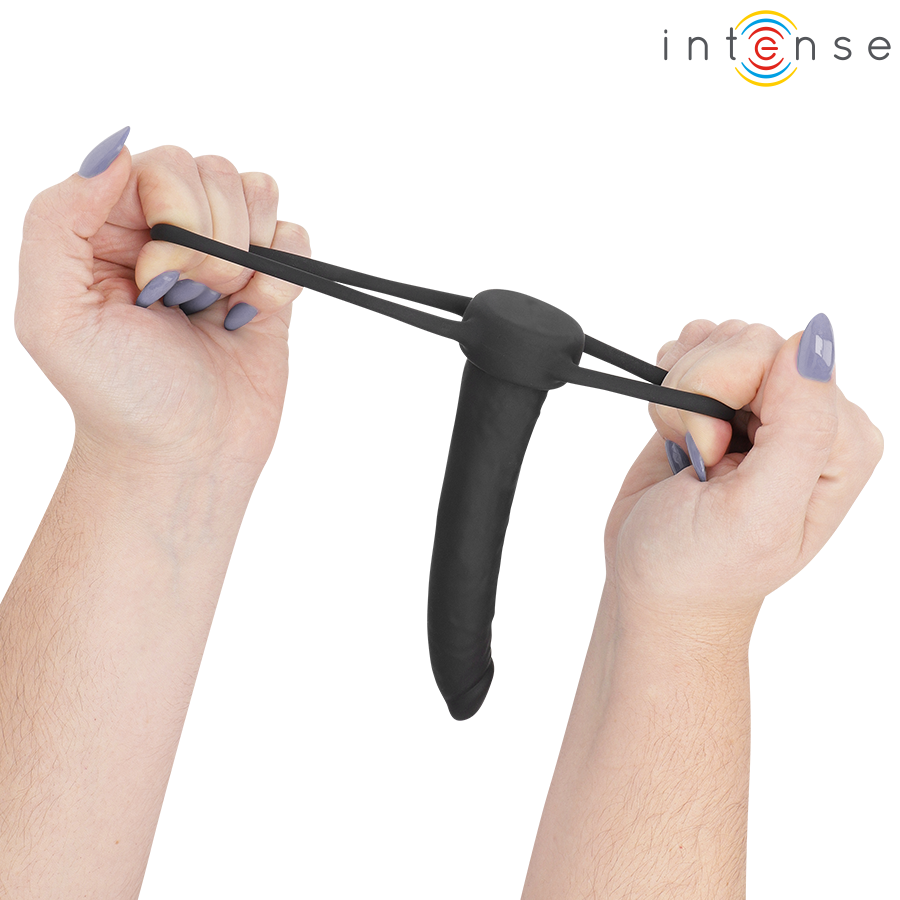 INTENSE- LUCAS ANAL DILDO WITH COCK AND TESTICLE RING SILICONE - Image 6