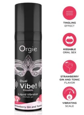 ORGIE - DUAL VIBE! STRAWBERRY GIN AND TONIC KISSABLE LIQUID VIBRATOR 15 ML